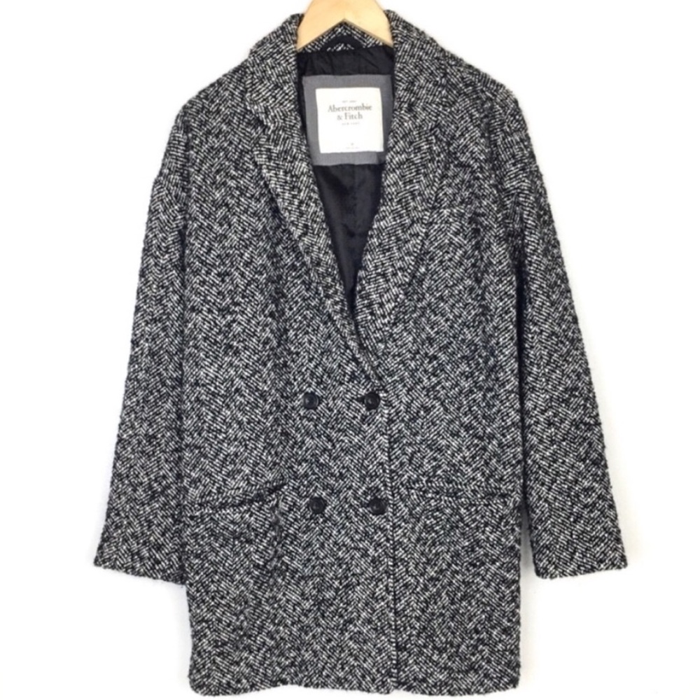 Abercrombie Fitch Madeline Herringbone Tweed Coat